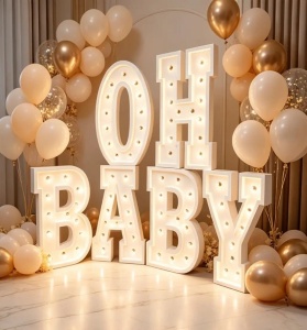 Set Litere OH BABY cu LED – 100 cm | Litere Volumetrice pentru Botez & Baby Shower