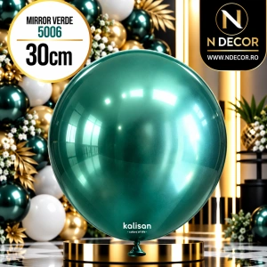 Baloane latex 30cm Mirror Verde Kalisan 5006