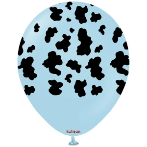 Baloane latex 30cm Safari Cow - Macaron Blue Print Colour - Black - Img 2