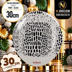 Baloane latex 30cm Safari Crocodile - Smoke Print - Black