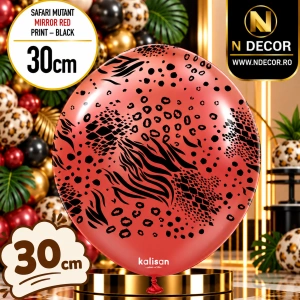 Baloane latex 30cm Safari Mutant - Mirror Red Print - Black