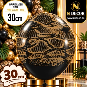 Baloane latex 30cm Safari Snake N - BlackPrint Colour - Gold