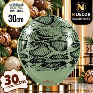 Baloane latex 30cm Safari Snake N - Eucalyptus Print - Black