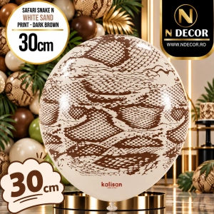 Baloane latex 30cm Safari Snake N - White Sand Print - Dark Brown