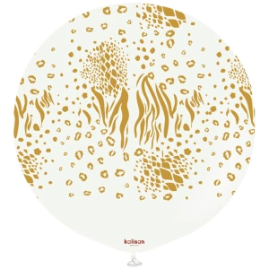 Balon latex jumbo 60cm Safari Mutant - White Print - Gold - Img 2