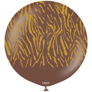 Balon latex jumbo 60cm Safari Tiger N - Chocolate Brown Print - Gold - Img 2