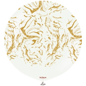 Balon latex jumbo 60cm Space Nebula - White Print - Gold - Img 2