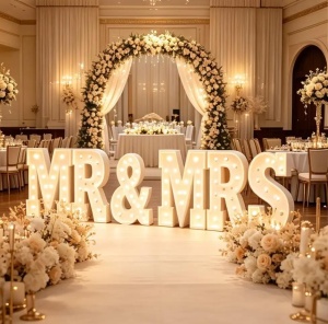 Litere Luminoase LED MR & MRS (100CM) | Litere Volumetrice pentru Nunți & Evenimente Romantice - Img 2