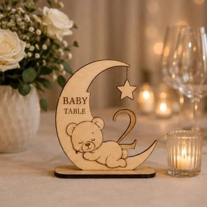 Numere de masă Baby Moon – Placaj Natur | 15 cm / 20 cm - Img 3