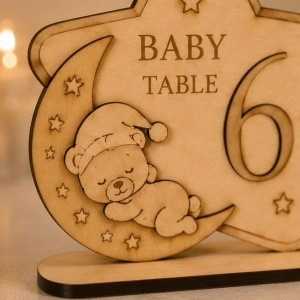 Numere de masă Baby Moon Star – Placaj Natur | 15 cm / 20 cm - Img 2