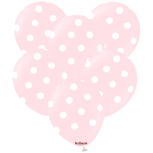 SET 25 Baloane latex 30cm Light Pink cu buline albe - Img 2
