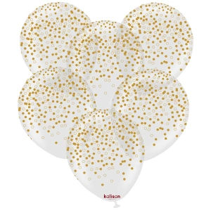 SET 25 Baloane latex 30cm Transparente cu Print Confetti Gold - Img 2