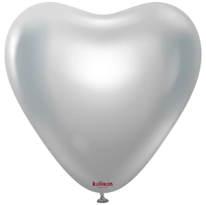 SET 25 Baloane Latex Inima 30cm Mirror Silver 5002 - Img 2