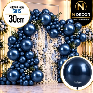 Baloane latex 30cm Mirror Navy Kalisan 5015 - Img 2