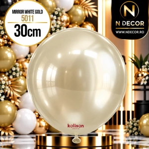 Baloane latex 30cm Mirror White Gold Kalisan 5011