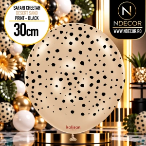 Baloane latex 30cm Safari Cheetah - Desert Sand Print Colour - Black