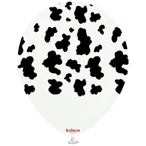 Baloane latex 30cm Safari Cow - White Print Colour - Black - Img 2