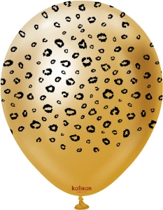 Baloane latex 30cm Safari Leopard - Mirror Gold Print Colour - Black - Img 2