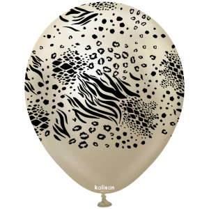 Baloane latex 30cm Safari Mutant - Mirror White Gold Print - Black - Img 2