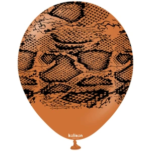 Baloane latex 30cm Safari Snake N - Caramel Brown Print - Black - Img 2