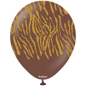 Baloane latex 30cm Safari Tiger N - Chocolate Brown Print - Gold - Img 2