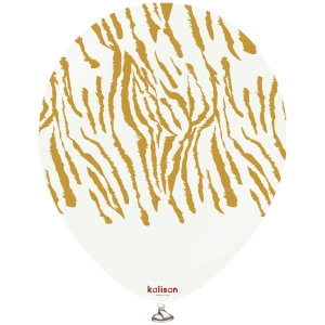 Baloane latex 30cm Safari Tiger N - White Print - Gold - Img 2