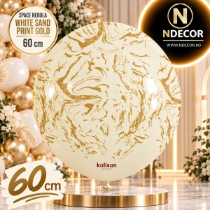 Balon latex jumbo 60cm Space Nebula - White Sand Print Gold Kalisan