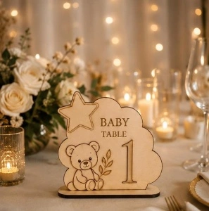 Numere de masă Baby Bear – Placaj Natur | 15 cm / 20 cm - Img 3