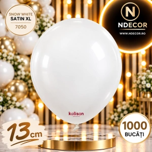 SET 1000 Baloane Latex 13cm Opac Snow White Satin XL 7050