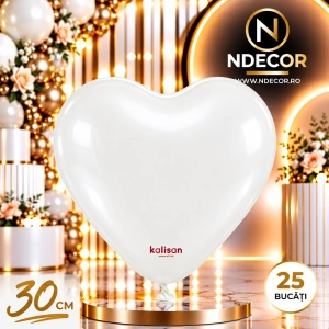 SET 25 Baloane Latex Inima 30cm Standard Alb 2312