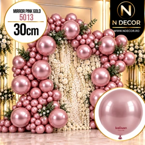 Baloane latex 30cm Mirror Pink Gold Kalisan 5013 - Img 2