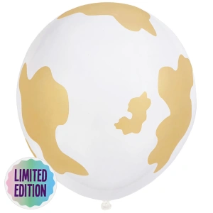Baloane latex 30cm Safari Country Cow - White (Print: Gold) - Img 2