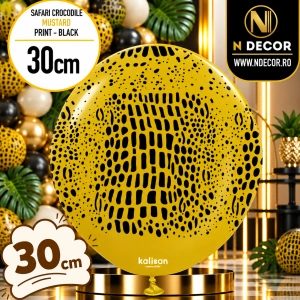 Baloane latex 30cm Safari Crocodile - Mustard Print - Black