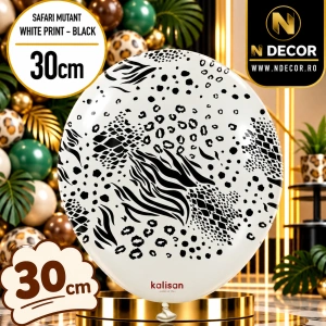 Baloane latex 30cm Safari Mutant - White Print - Black