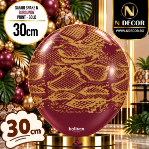 Baloane latex 30cm Safari Snake N - Burgundy Print Colour - Gold