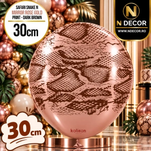 Baloane latex 30cm Safari Snake N - Mirror Rose GoldPrint Colour - Dark Brown