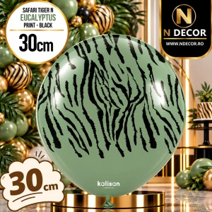 Baloane latex 30cm Safari Tiger N - Eucalyptus Print - Black