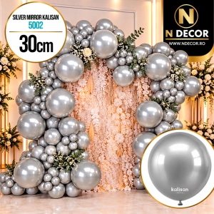 Baloane latex 30cm Silver Mirror Kalisan 5002 - Img 2