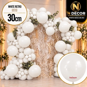 Baloane latex 30cm White Retro Kalisan 8018 - Img 2
