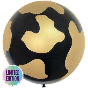 Balon Latex jumbo 60cm Safari Country Cow - Black (Print: Gold) - Img 2