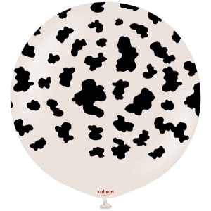 Balon latex jumbo 60cm Safari Cow - White Sand Print - Black - Img 2