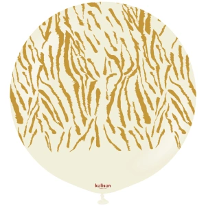 Balon latex jumbo 60cm Safari Tiger N - White Sand Print - Gold - Img 2