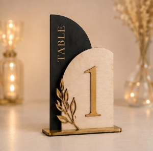 Numere de masă - Elegance Negru & Natur (15 cm / 20 cm)