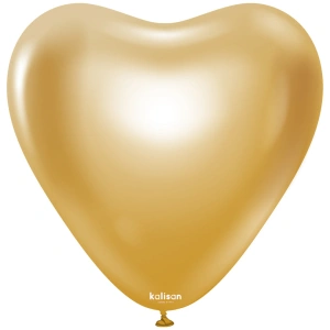 SET 25 Baloane Latex Inima 30cm Mirror Gold 5001 - Img 2