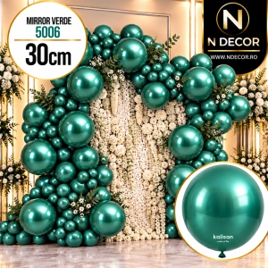 Baloane latex 30cm Mirror Verde Kalisan 5006 - Img 2