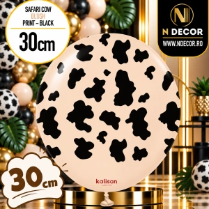 Baloane latex 30cm Safari Cow - Blush Print Colour - Black