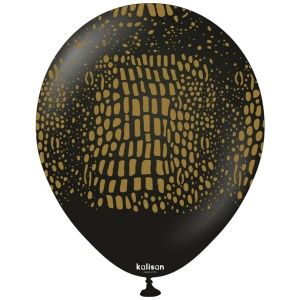 Baloane latex 30cm Safari Crocodile - Black Print Colour - Gold - Img 2