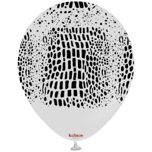 Baloane latex 30cm Safari Crocodile - Smoke Print - Black - Img 2