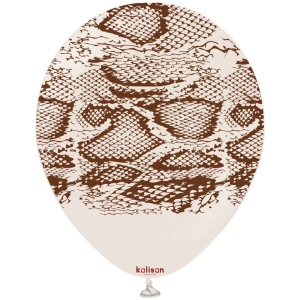 Baloane latex 30cm Safari Snake N - White Sand Print - Dark Brown - Img 2