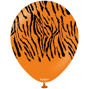 Baloane latex 30cm Safari Tiger N - Orange Print - Black - Img 2